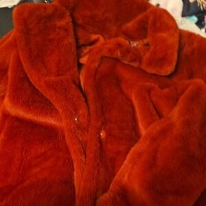 Divided Red Faux Fur Jacket